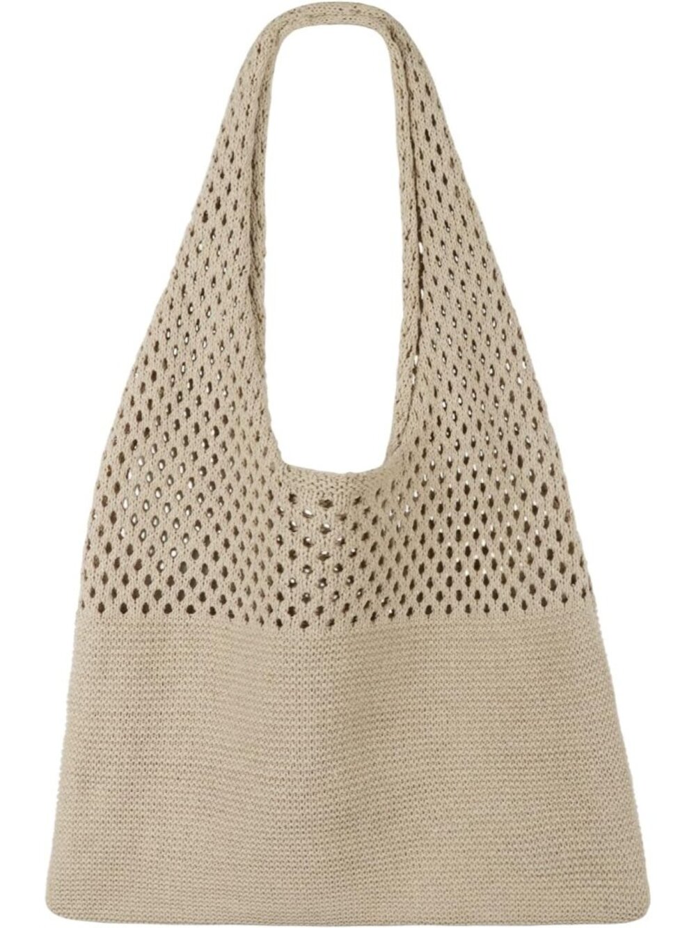 Women's khaki Summer Vacation Aesthetic Knit Boho Crochet Mesh Beach Tote Bag